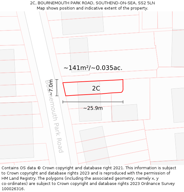 2C, BOURNEMOUTH PARK ROAD, SOUTHEND-ON-SEA, SS2 5LN: Plot and title map