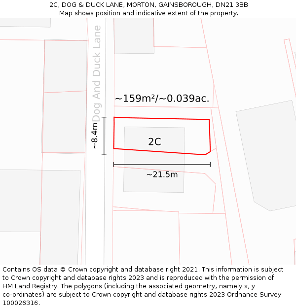 2C, DOG & DUCK LANE, MORTON, GAINSBOROUGH, DN21 3BB: Plot and title map