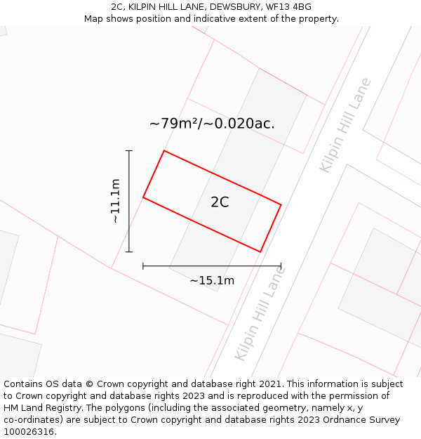 2C, KILPIN HILL LANE, DEWSBURY, WF13 4BG: Plot and title map