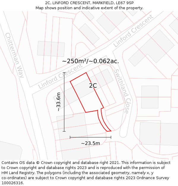 2C, LINFORD CRESCENT, MARKFIELD, LE67 9SP: Plot and title map