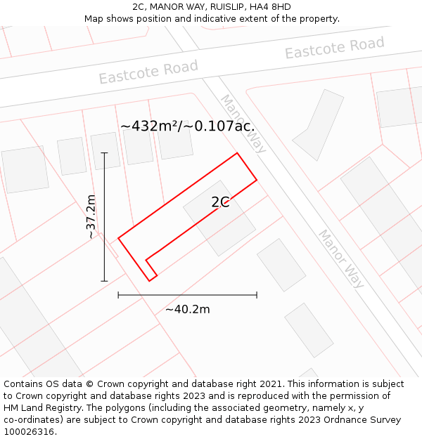 2C, MANOR WAY, RUISLIP, HA4 8HD: Plot and title map