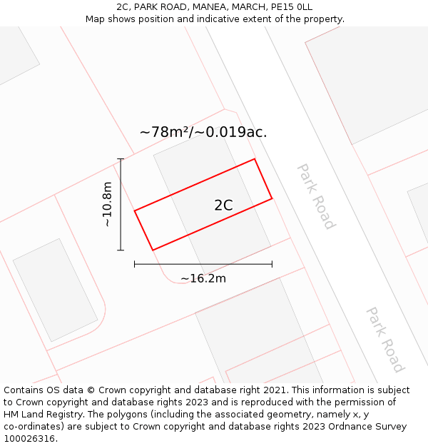 2C, PARK ROAD, MANEA, MARCH, PE15 0LL: Plot and title map