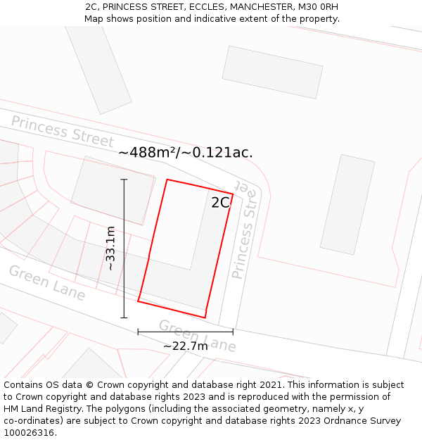 2C, PRINCESS STREET, ECCLES, MANCHESTER, M30 0RH: Plot and title map
