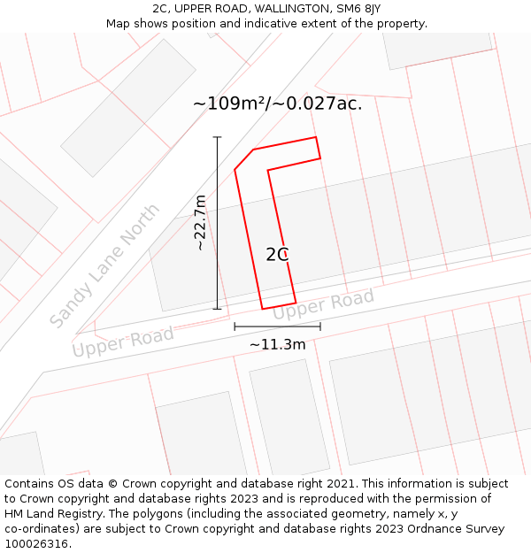 2C, UPPER ROAD, WALLINGTON, SM6 8JY: Plot and title map