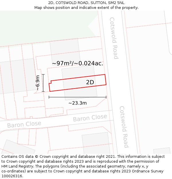 2D, COTSWOLD ROAD, SUTTON, SM2 5NL: Plot and title map