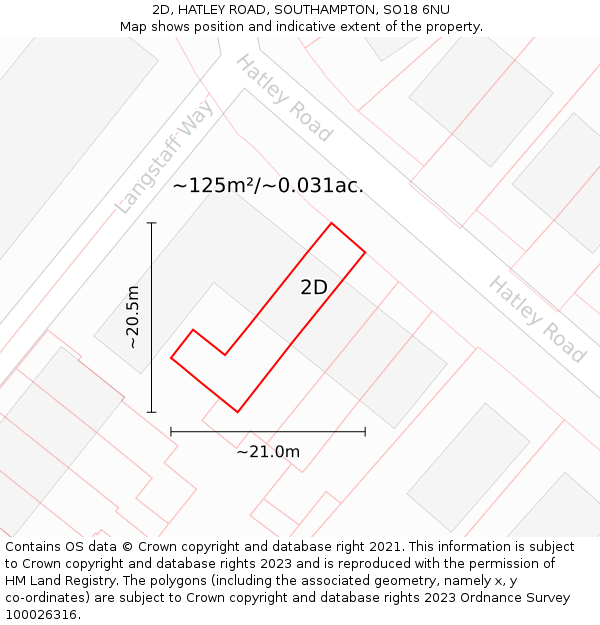2D, HATLEY ROAD, SOUTHAMPTON, SO18 6NU: Plot and title map