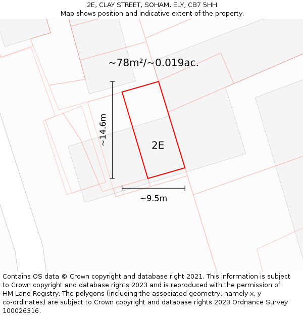 2E, CLAY STREET, SOHAM, ELY, CB7 5HH: Plot and title map