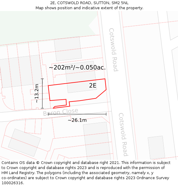 2E, COTSWOLD ROAD, SUTTON, SM2 5NL: Plot and title map