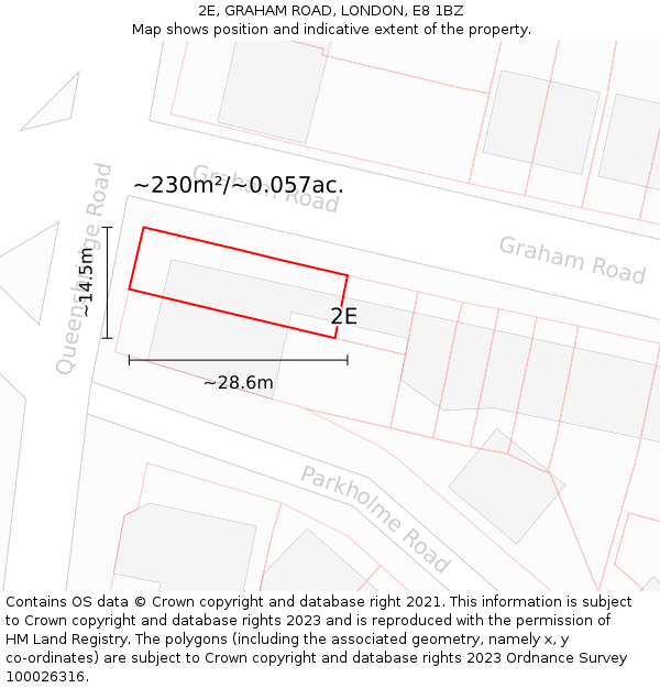 2E, GRAHAM ROAD, LONDON, E8 1BZ: Plot and title map