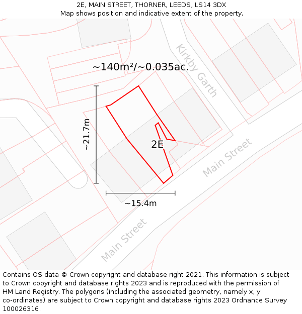 2E, MAIN STREET, THORNER, LEEDS, LS14 3DX: Plot and title map