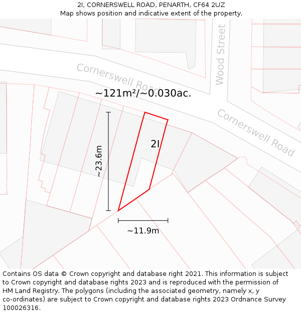 2I, CORNERSWELL ROAD, PENARTH, CF64 2UZ: Plot and title map