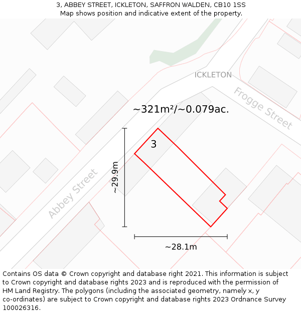 3, ABBEY STREET, ICKLETON, SAFFRON WALDEN, CB10 1SS: Plot and title map
