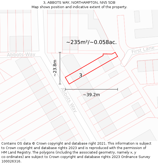 3, ABBOTS WAY, NORTHAMPTON, NN5 5DB: Plot and title map