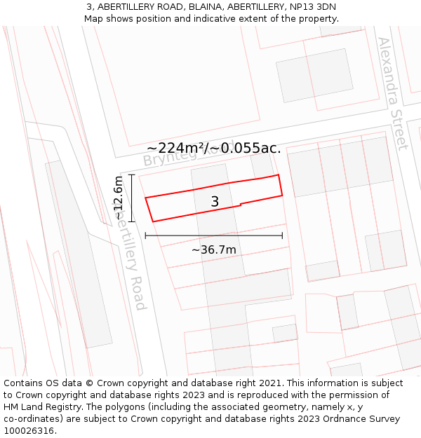 3, ABERTILLERY ROAD, BLAINA, ABERTILLERY, NP13 3DN: Plot and title map