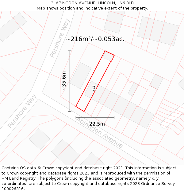 3, ABINGDON AVENUE, LINCOLN, LN6 3LB: Plot and title map