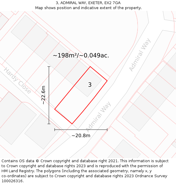 3, ADMIRAL WAY, EXETER, EX2 7GA: Plot and title map