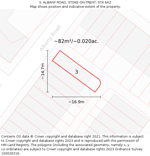 3, ALBANY ROAD, STOKE-ON-TRENT, ST4 6AZ: Plot and title map