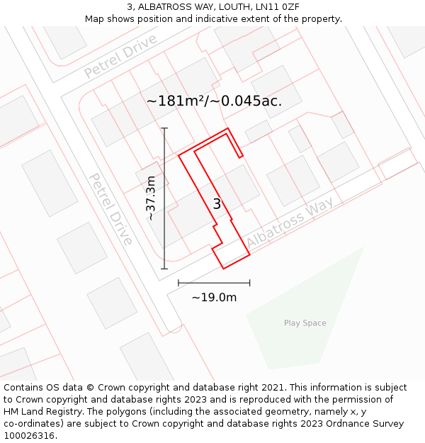 3, ALBATROSS WAY, LOUTH, LN11 0ZF: Plot and title map