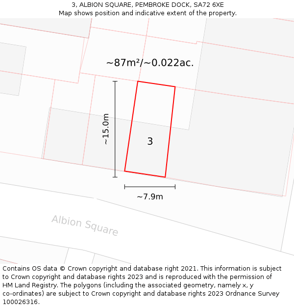 3, ALBION SQUARE, PEMBROKE DOCK, SA72 6XE: Plot and title map