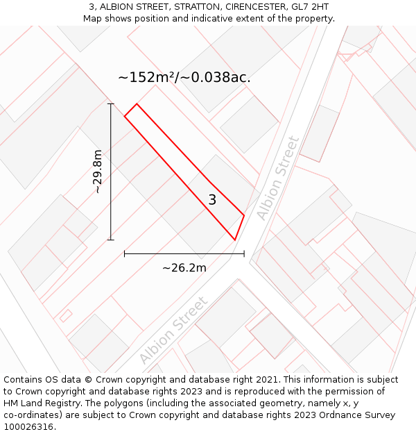 3, ALBION STREET, STRATTON, CIRENCESTER, GL7 2HT: Plot and title map
