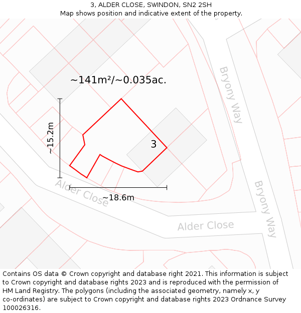 3, ALDER CLOSE, SWINDON, SN2 2SH: Plot and title map