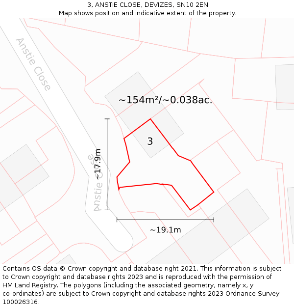 3, ANSTIE CLOSE, DEVIZES, SN10 2EN: Plot and title map