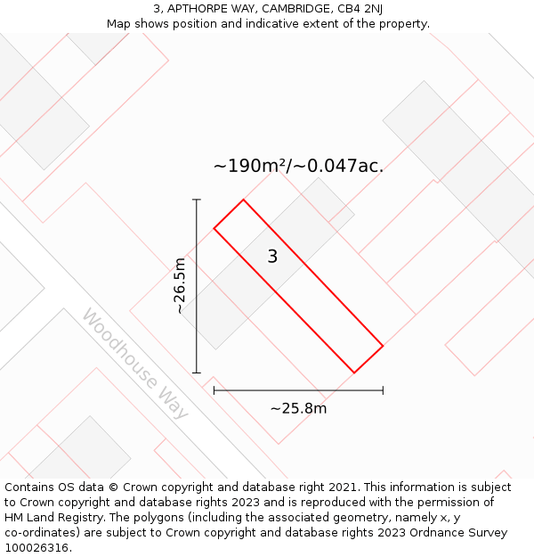 3, APTHORPE WAY, CAMBRIDGE, CB4 2NJ: Plot and title map
