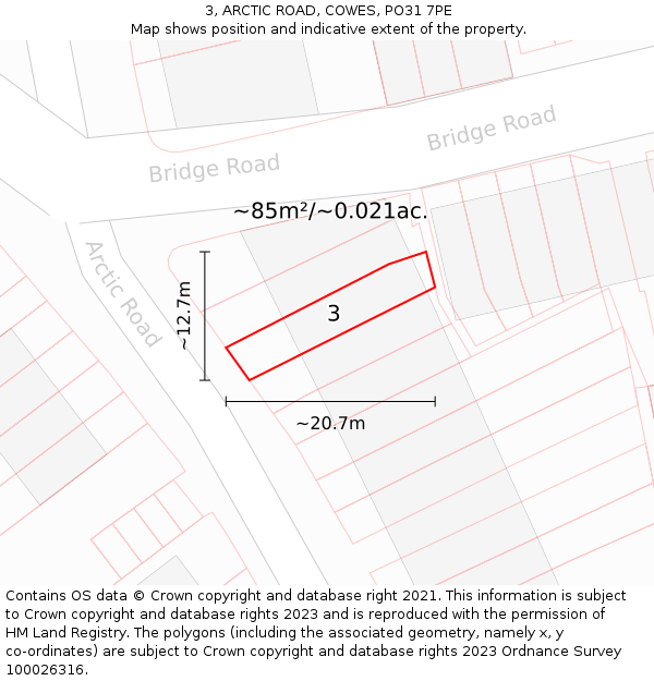 3, ARCTIC ROAD, COWES, PO31 7PE: Plot and title map