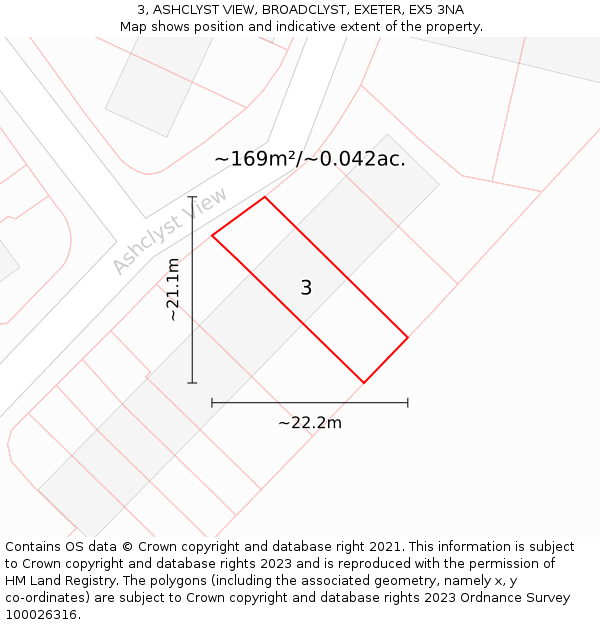 3, ASHCLYST VIEW, BROADCLYST, EXETER, EX5 3NA: Plot and title map