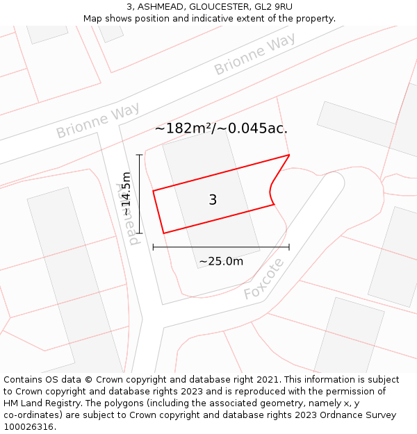 3, ASHMEAD, GLOUCESTER, GL2 9RU: Plot and title map