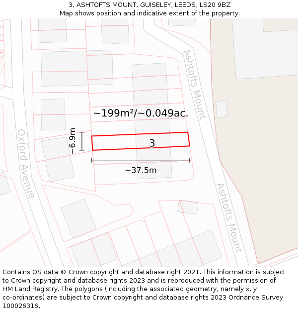 3, ASHTOFTS MOUNT, GUISELEY, LEEDS, LS20 9BZ: Plot and title map