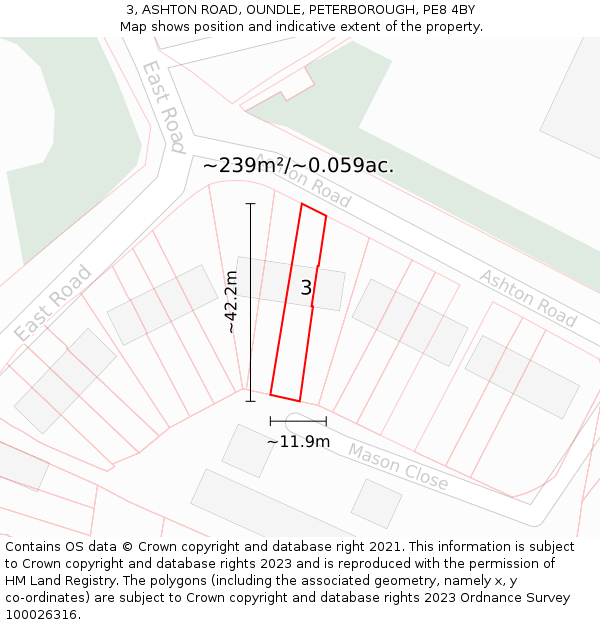 3, ASHTON ROAD, OUNDLE, PETERBOROUGH, PE8 4BY: Plot and title map