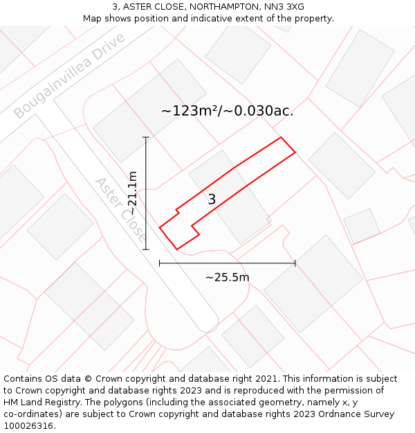 3, ASTER CLOSE, NORTHAMPTON, NN3 3XG: Plot and title map