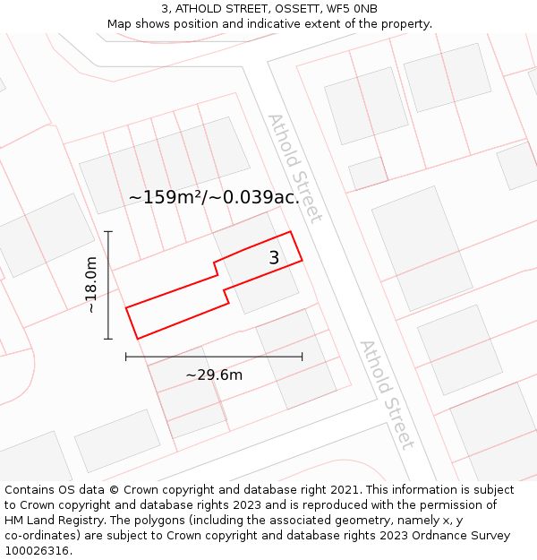 3, ATHOLD STREET, OSSETT, WF5 0NB: Plot and title map