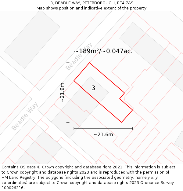 3, BEADLE WAY, PETERBOROUGH, PE4 7AS: Plot and title map