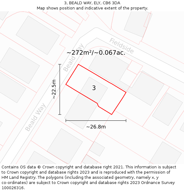 3, BEALD WAY, ELY, CB6 3DA: Plot and title map