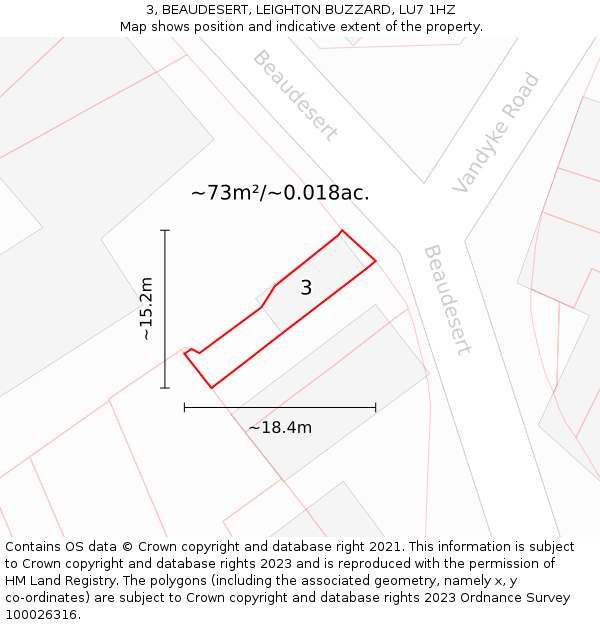 3, BEAUDESERT, LEIGHTON BUZZARD, LU7 1HZ: Plot and title map