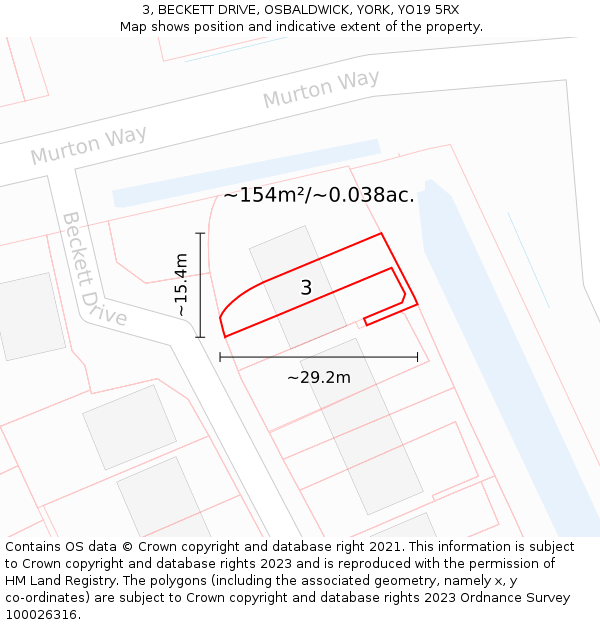 3, BECKETT DRIVE, OSBALDWICK, YORK, YO19 5RX: Plot and title map