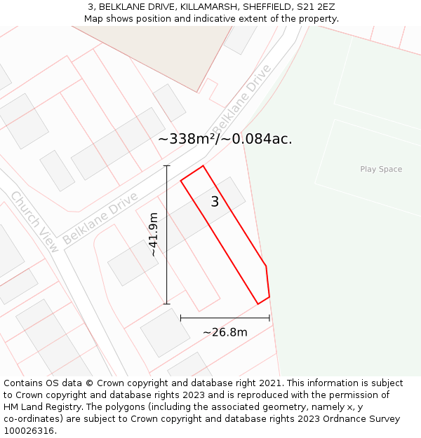 3, BELKLANE DRIVE, KILLAMARSH, SHEFFIELD, S21 2EZ: Plot and title map