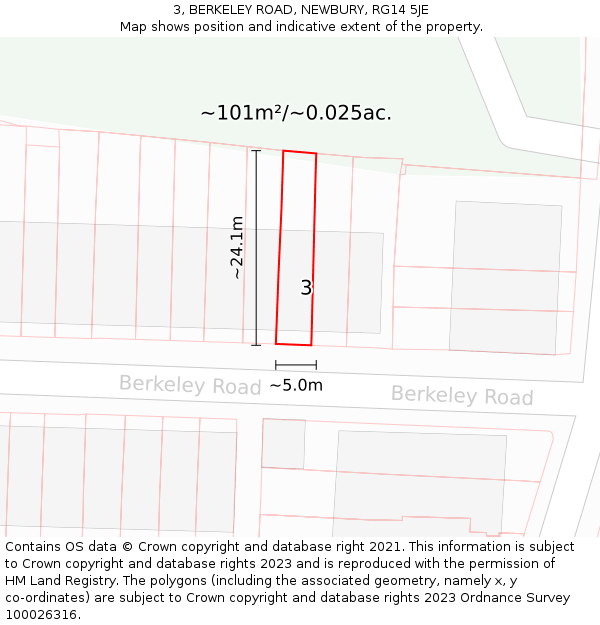 3, BERKELEY ROAD, NEWBURY, RG14 5JE: Plot and title map
