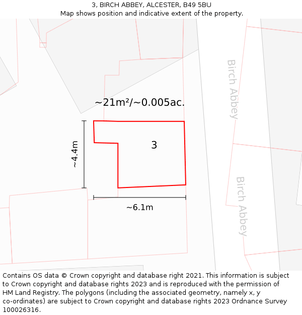 3, BIRCH ABBEY, ALCESTER, B49 5BU: Plot and title map