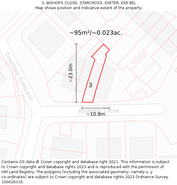 3, BISHOPS CLOSE, STARCROSS, EXETER, EX6 8EL: Plot and title map