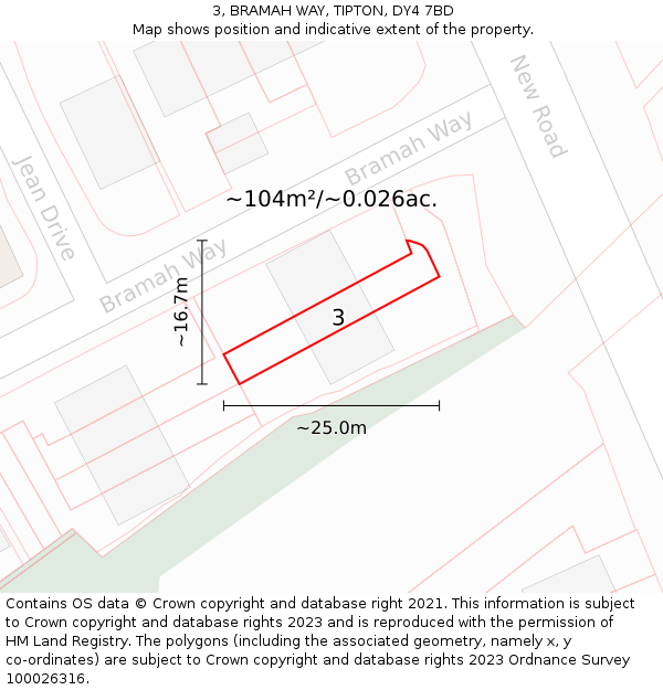 3, BRAMAH WAY, TIPTON, DY4 7BD: Plot and title map