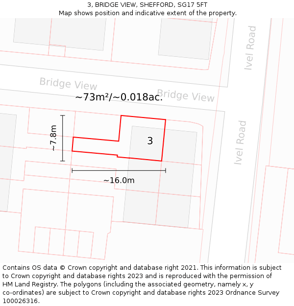 3, BRIDGE VIEW, SHEFFORD, SG17 5FT: Plot and title map