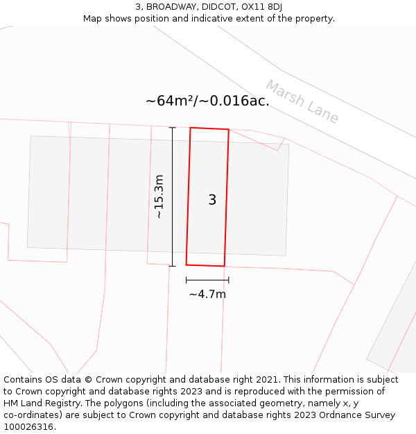 3, BROADWAY, DIDCOT, OX11 8DJ: Plot and title map