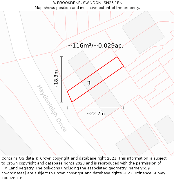 3, BROOKDENE, SWINDON, SN25 1RN: Plot and title map