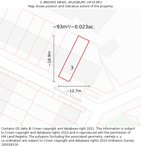 3, BROOKS MEWS, AYLESBURY, HP19 8FU: Plot and title map