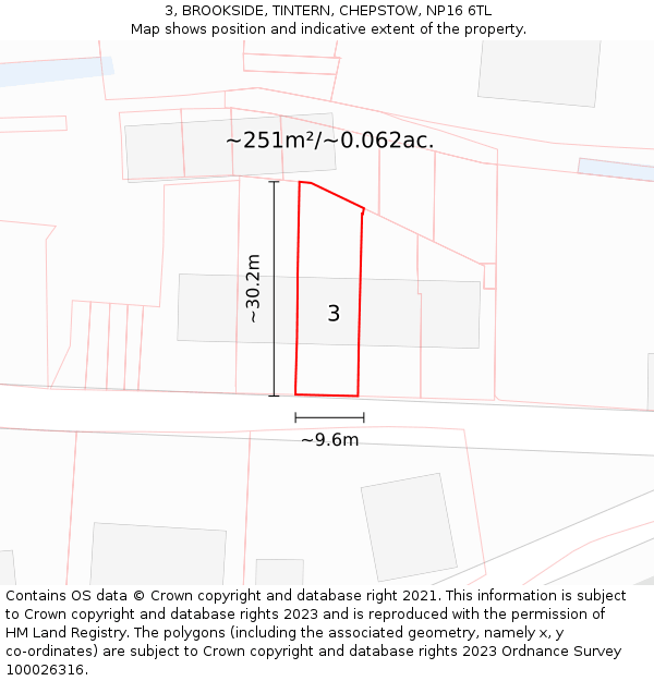 3, BROOKSIDE, TINTERN, CHEPSTOW, NP16 6TL: Plot and title map