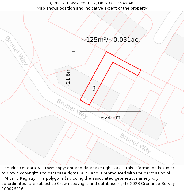 3, BRUNEL WAY, YATTON, BRISTOL, BS49 4RH: Plot and title map