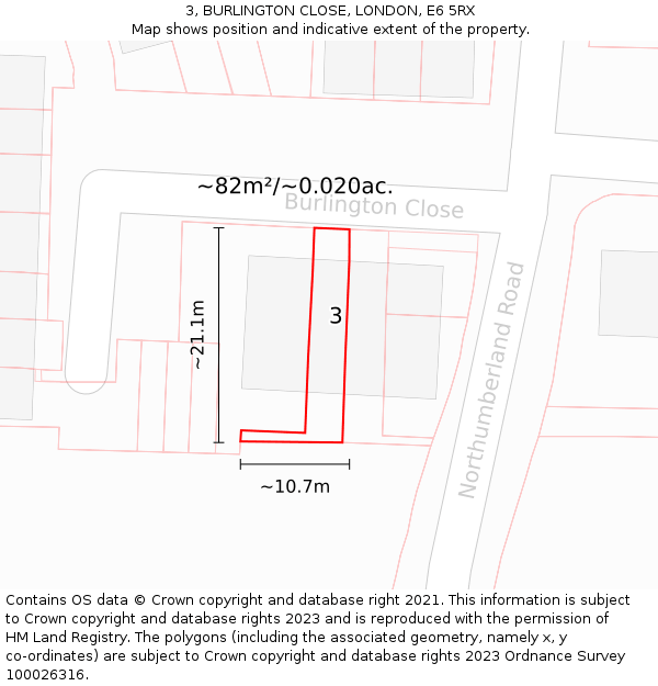 3, BURLINGTON CLOSE, LONDON, E6 5RX: Plot and title map